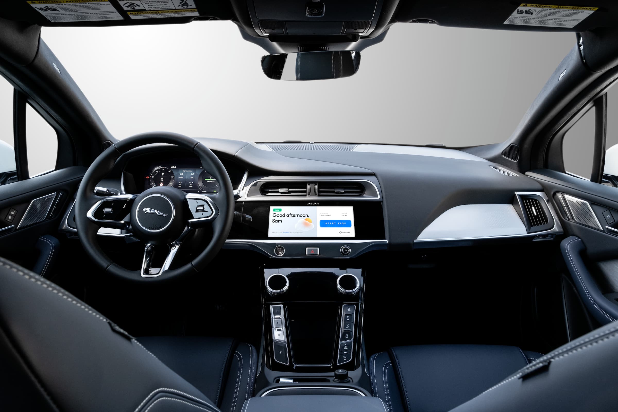 Interior of Waymo's autonomously driven Jaguar I-PACE