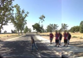 Pedestrian breaking out from group