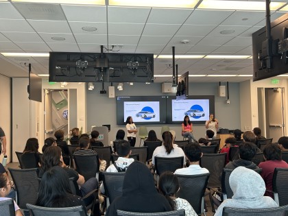 Silicon Valley Education Foundation students listen to a panel discussion led by Women@Waymo