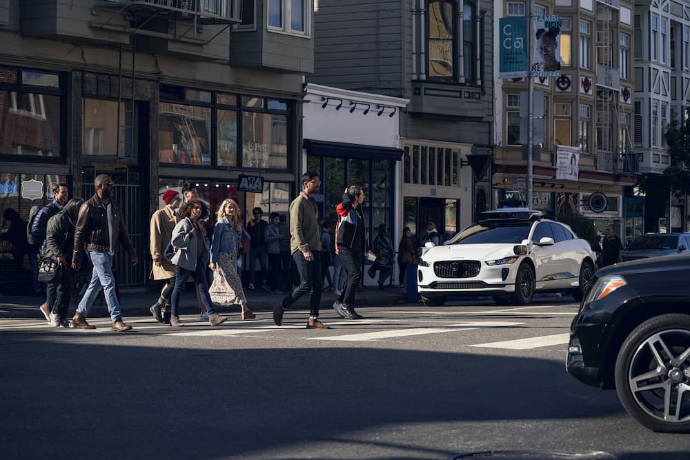 Waymo's autonomously driven Jaguar I-PACE electric SUV