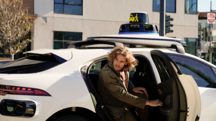 Passenger exiting vehicle and dome showing rider intent