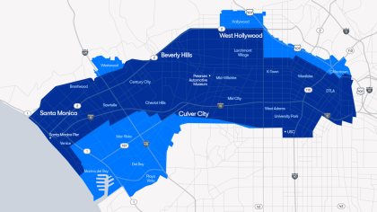 Map showing expanded Waymo territory in Los Angeles