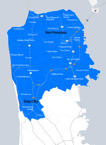 SF Territory Map covering all of San Francisco and Daly City